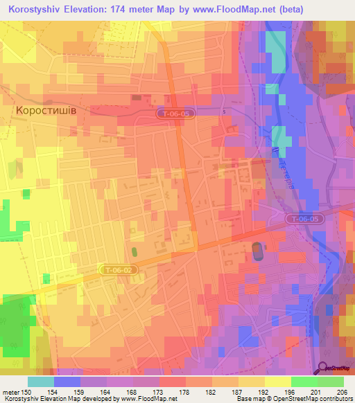 Korostyshiv,Ukraine Elevation Map