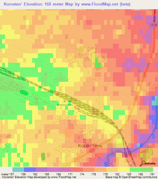 Korosten',Ukraine Elevation Map