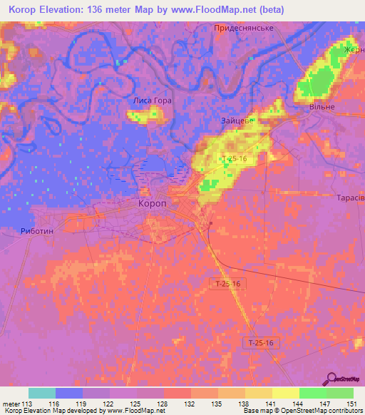 Korop,Ukraine Elevation Map