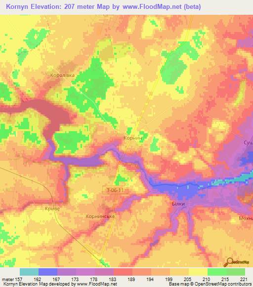 Kornyn,Ukraine Elevation Map