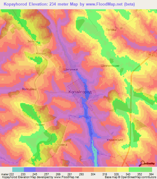 Kopayhorod,Ukraine Elevation Map