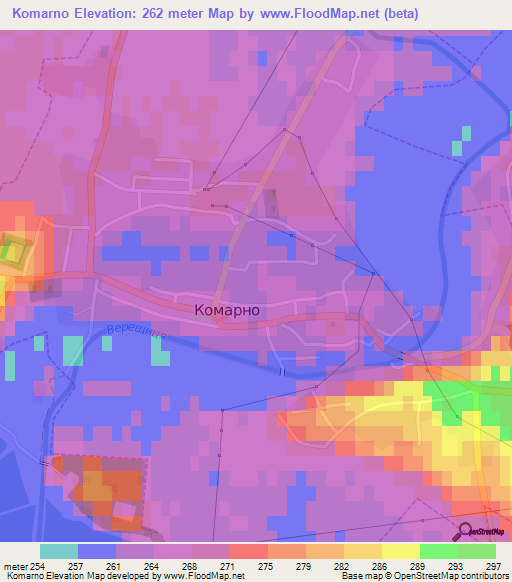 Komarno,Ukraine Elevation Map