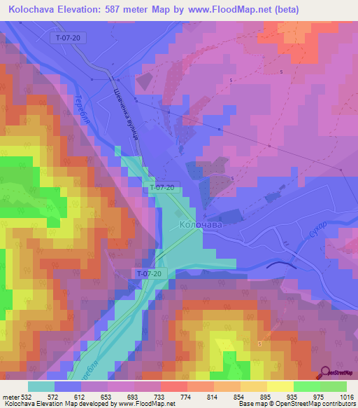 Kolochava,Ukraine Elevation Map