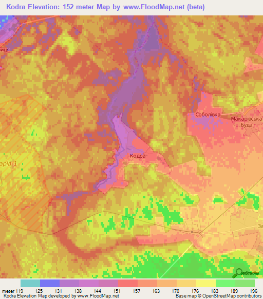 Kodra,Ukraine Elevation Map
