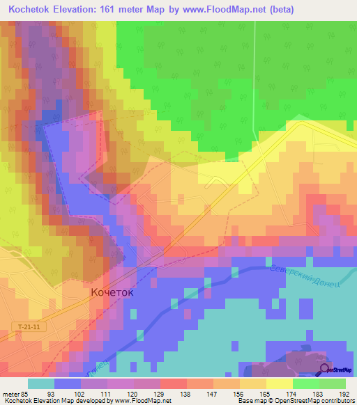 Kochetok,Ukraine Elevation Map
