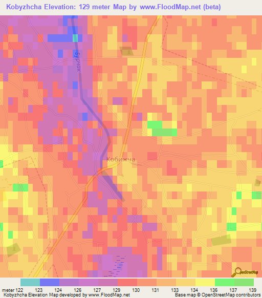 Kobyzhcha,Ukraine Elevation Map