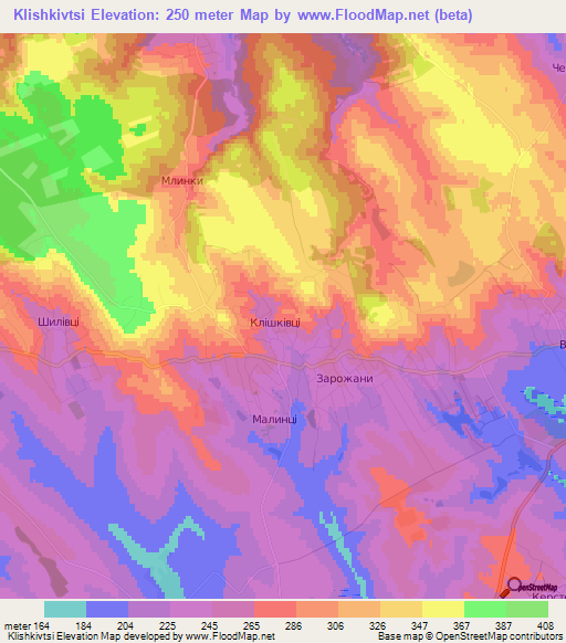 Klishkivtsi,Ukraine Elevation Map