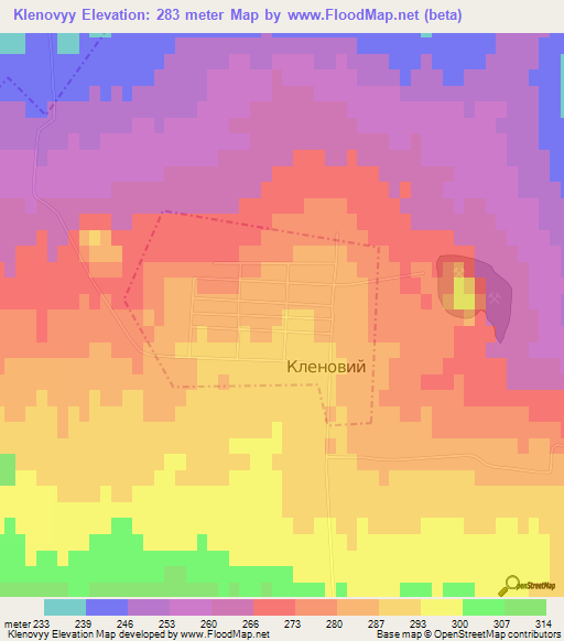 Klenovyy,Ukraine Elevation Map