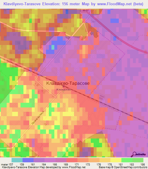 Klavdiyevo-Tarasove,Ukraine Elevation Map