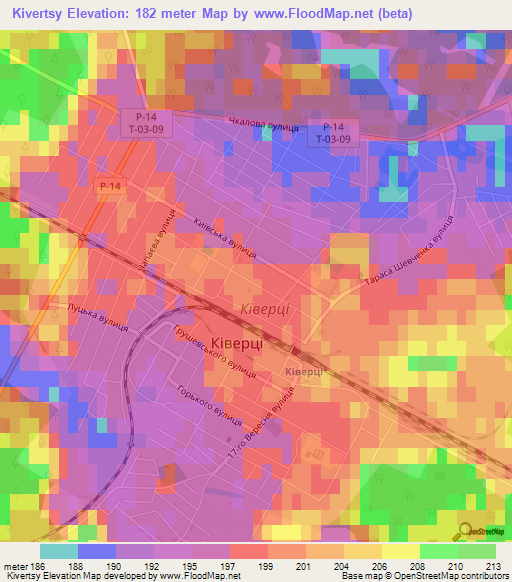 Kivertsy,Ukraine Elevation Map