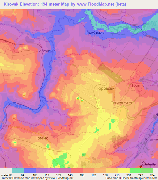 Kirovsk,Ukraine Elevation Map