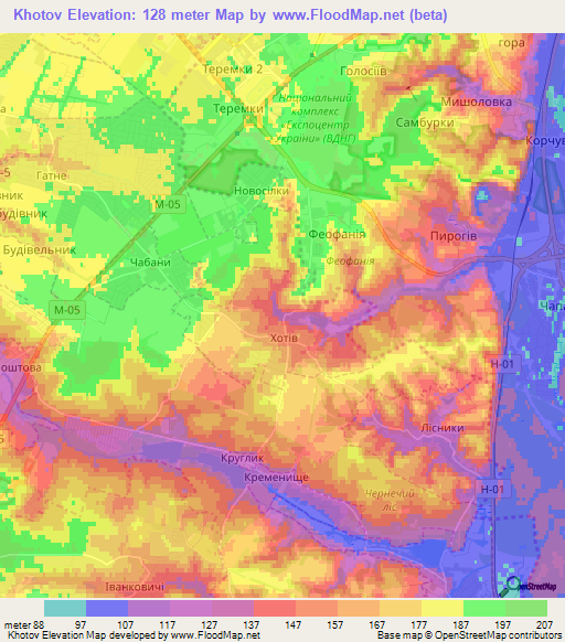 Khotov,Ukraine Elevation Map