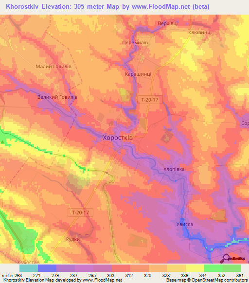 Khorostkiv,Ukraine Elevation Map