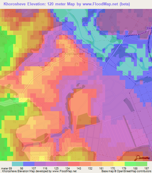 Khorosheve,Ukraine Elevation Map