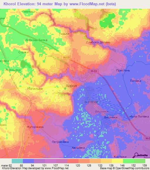 Khorol,Ukraine Elevation Map