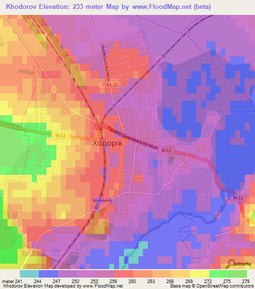 Khodorov,Ukraine Elevation Map