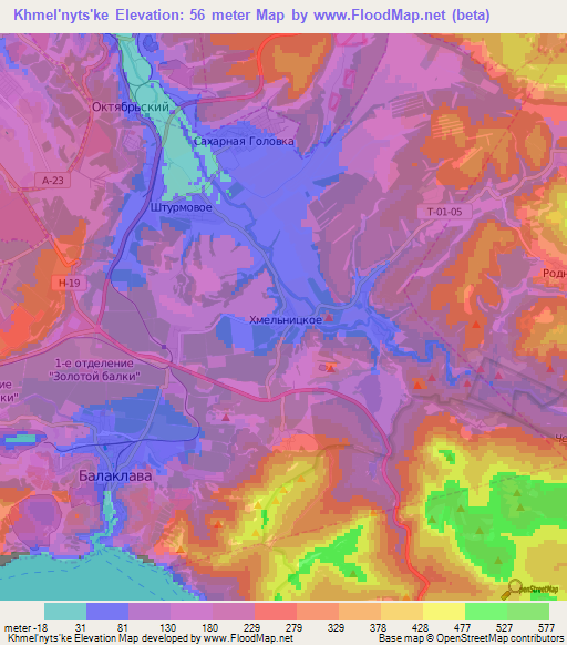 Khmel'nyts'ke,Ukraine Elevation Map