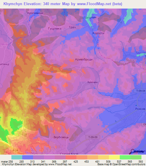 Khymchyn,Ukraine Elevation Map