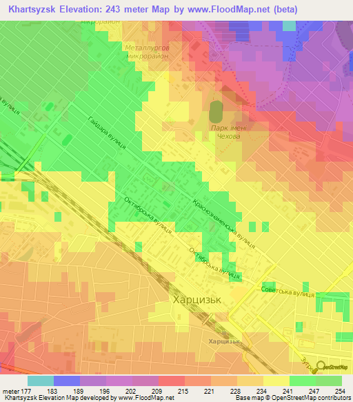Khartsyzsk,Ukraine Elevation Map
