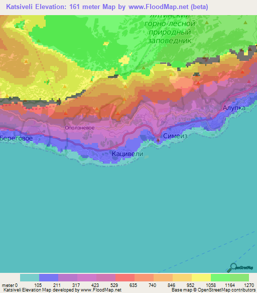 Katsiveli,Ukraine Elevation Map