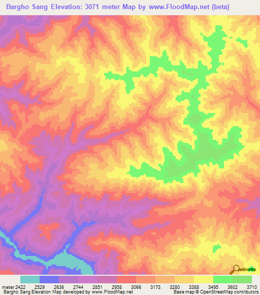 Bargho Sang,Afghanistan Elevation Map
