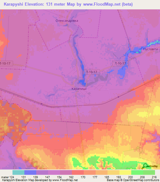 Karapyshi,Ukraine Elevation Map