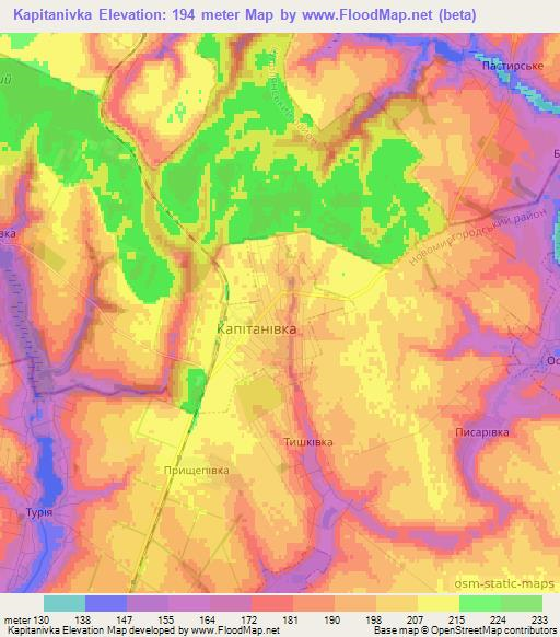 Kapitanivka,Ukraine Elevation Map