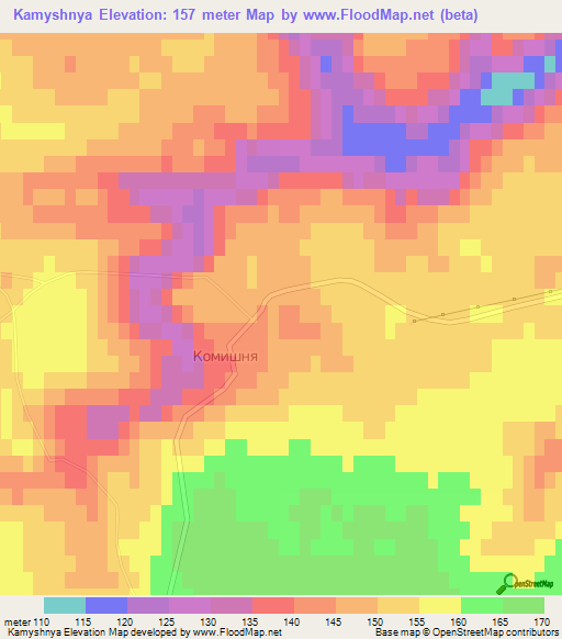 Kamyshnya,Ukraine Elevation Map