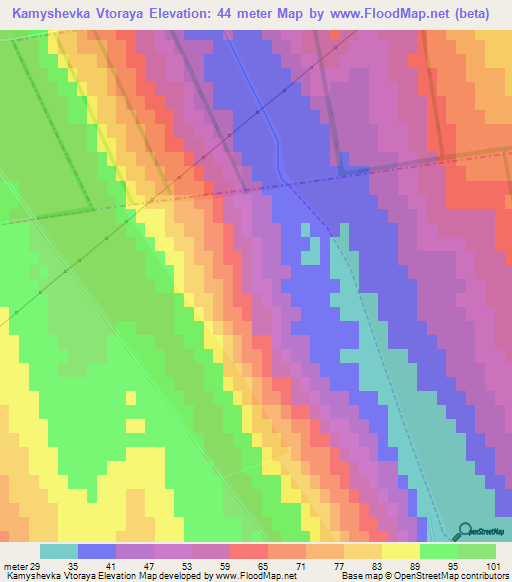 Kamyshevka Vtoraya,Ukraine Elevation Map