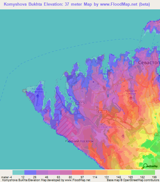 Komyshova Bukhta,Ukraine Elevation Map