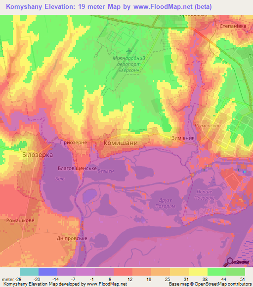 Komyshany,Ukraine Elevation Map