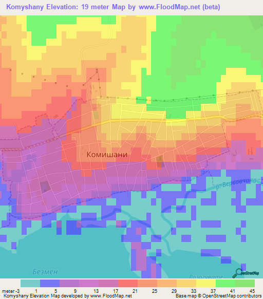 Komyshany,Ukraine Elevation Map