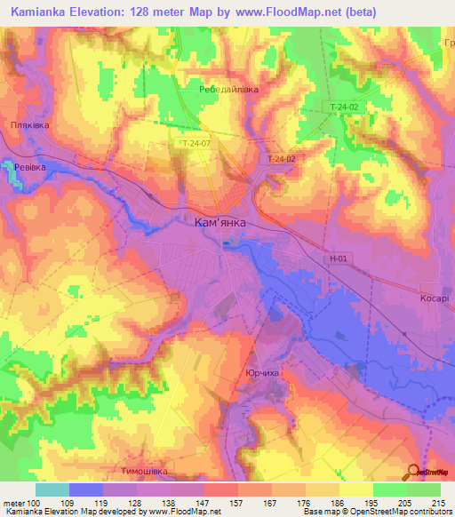 Kamianka,Ukraine Elevation Map