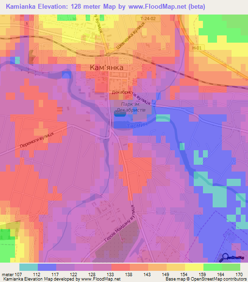 Kamianka,Ukraine Elevation Map