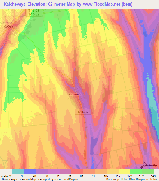Kalchevaya,Ukraine Elevation Map