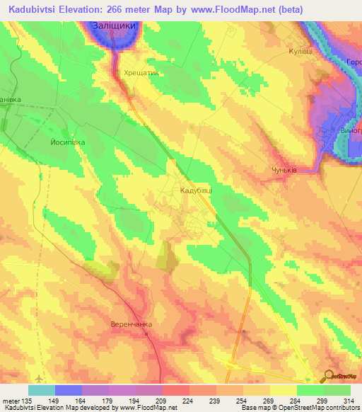 Kadubivtsi,Ukraine Elevation Map