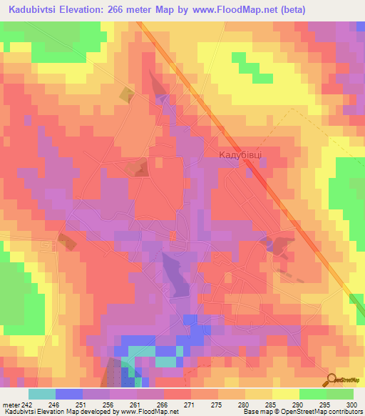 Kadubivtsi,Ukraine Elevation Map