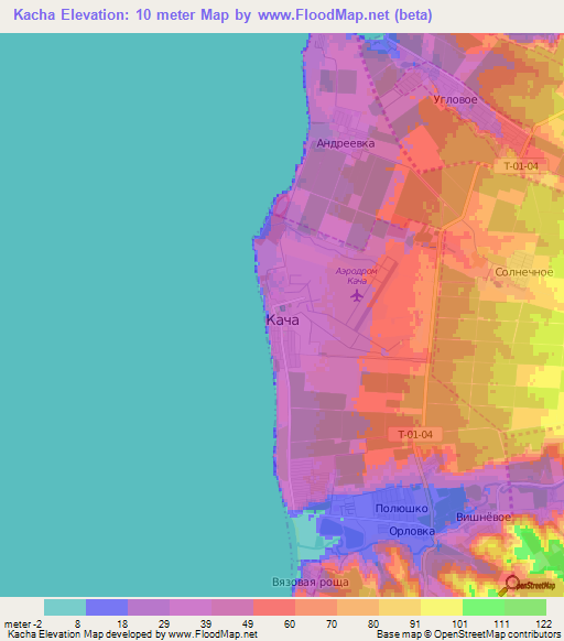 Kacha,Ukraine Elevation Map