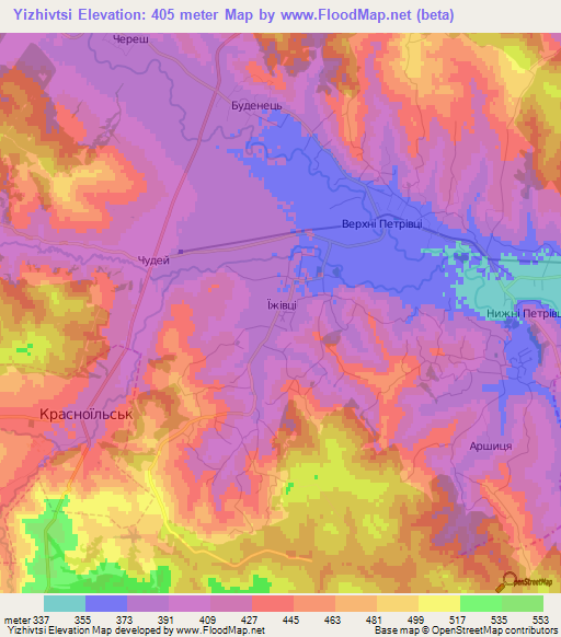 Yizhivtsi,Ukraine Elevation Map