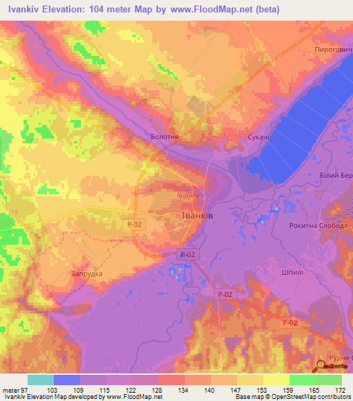 Ivankiv,Ukraine Elevation Map