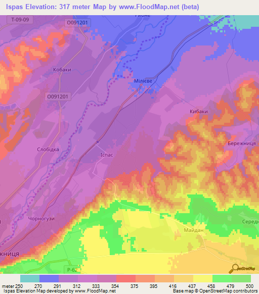 Ispas,Ukraine Elevation Map