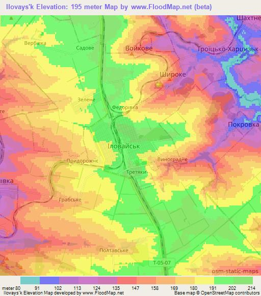Ilovays'k,Ukraine Elevation Map