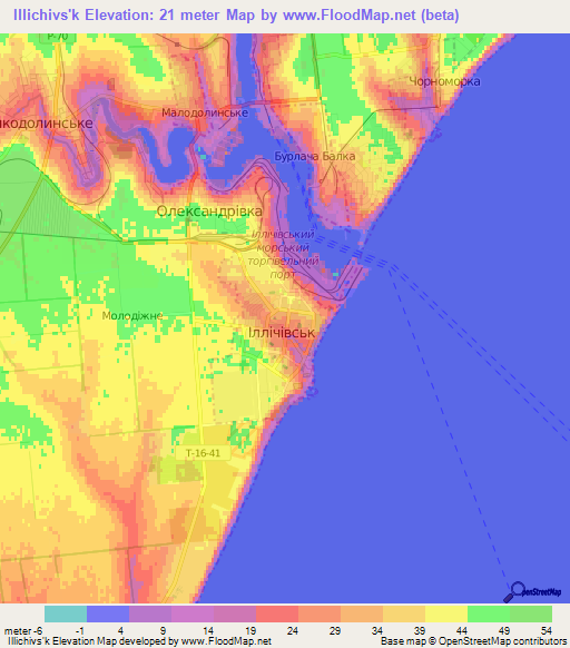Illichivs'k,Ukraine Elevation Map