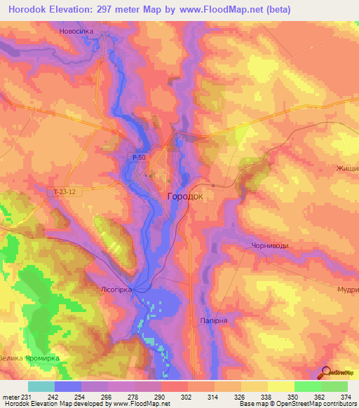 Horodok,Ukraine Elevation Map