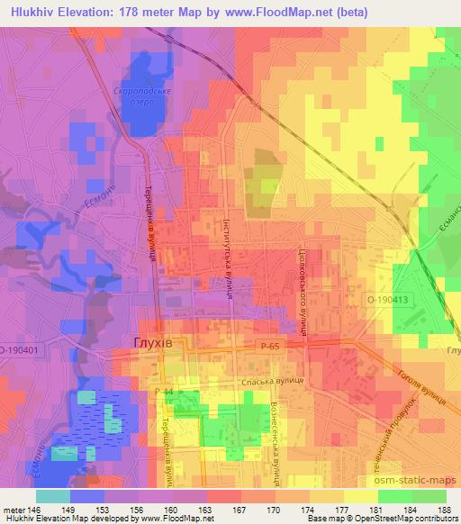 Hlukhiv,Ukraine Elevation Map