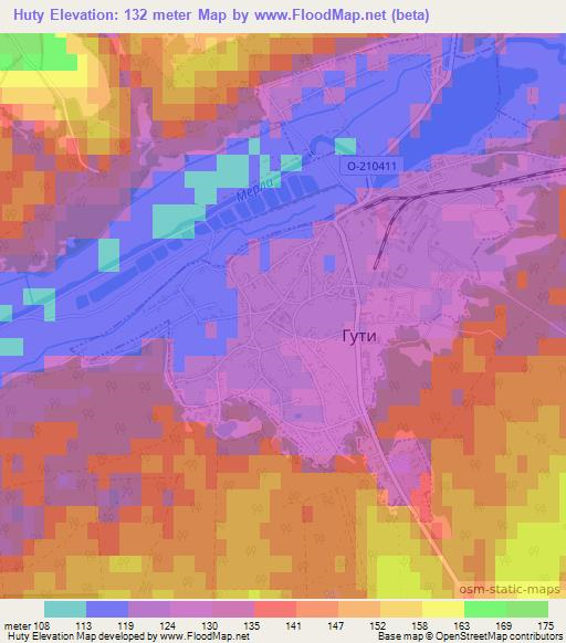 Huty,Ukraine Elevation Map