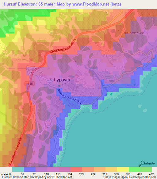 Hurzuf,Ukraine Elevation Map