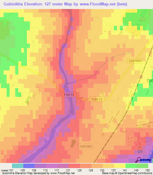 Gubinikha,Ukraine Elevation Map