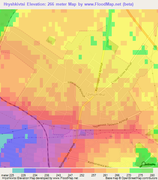 Hryshkivtsi,Ukraine Elevation Map