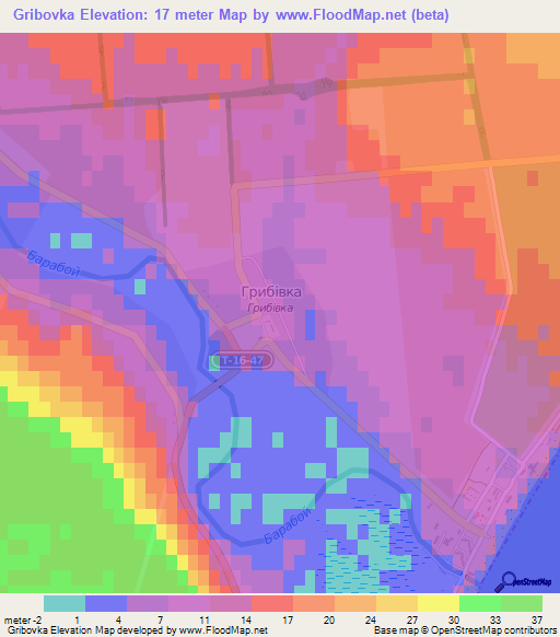 Gribovka,Ukraine Elevation Map